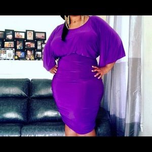 Monif C. “Gia” Batwing Ruched Dress Purple